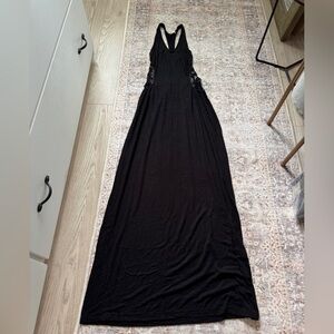 Cutout Open Back Black Maxi Dress